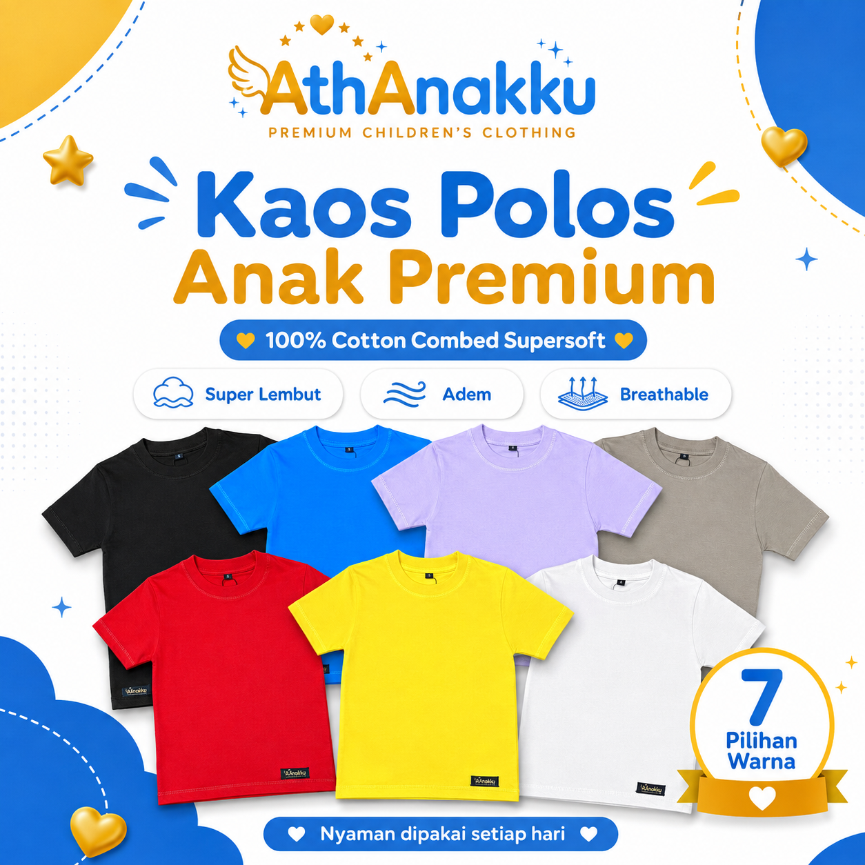 Kaos Polos Anak Premium AthAnakku